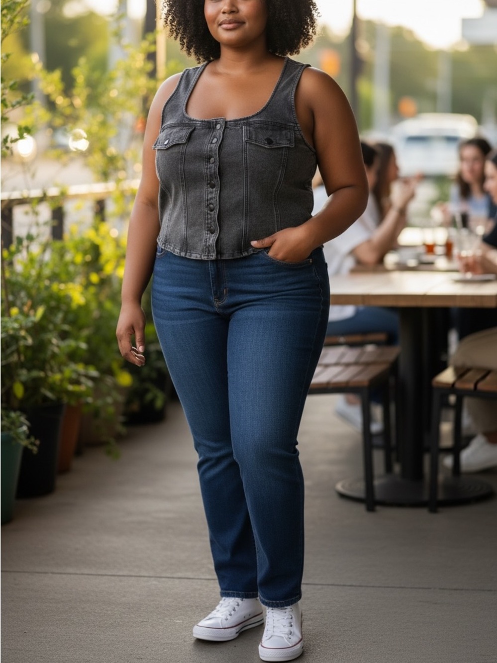 Never worn! Good American denim vest